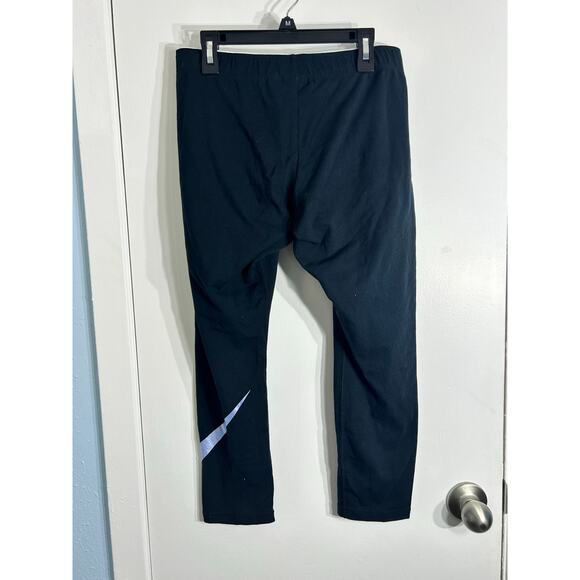 Nike Leggings Medium Black Athletic Workout Gym Blue Swoosh Sporty NWT - Picture 6 of 7